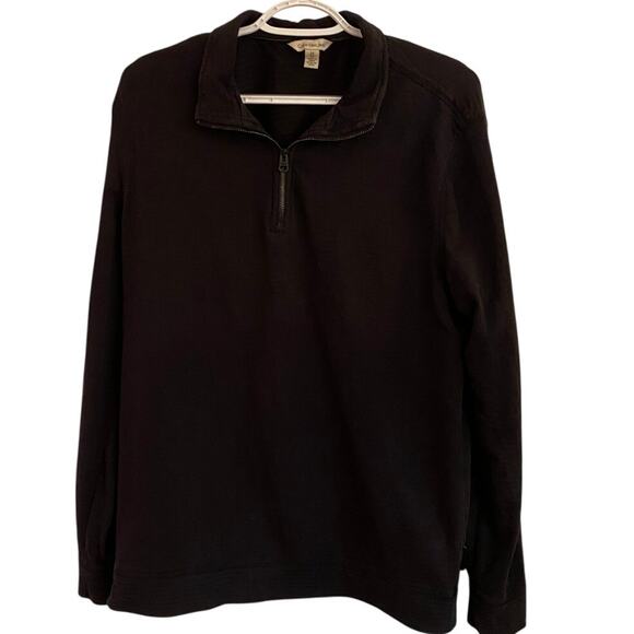 Calvin Klein Jeans Black Textured 1/4 Zip Polo  Sz M Casual Heritage - Picture 1 of 4